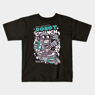 Retro Cereal Box Robot Crunch // Junk Food Nostalgia // Cereal Lover Kids T-Shirt